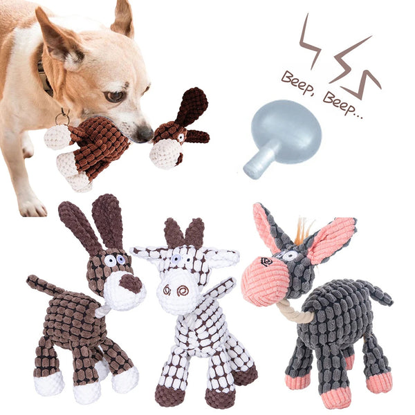 Pet Toy Donkey Shape Corduroy Chew Toy For Dogs Puppy